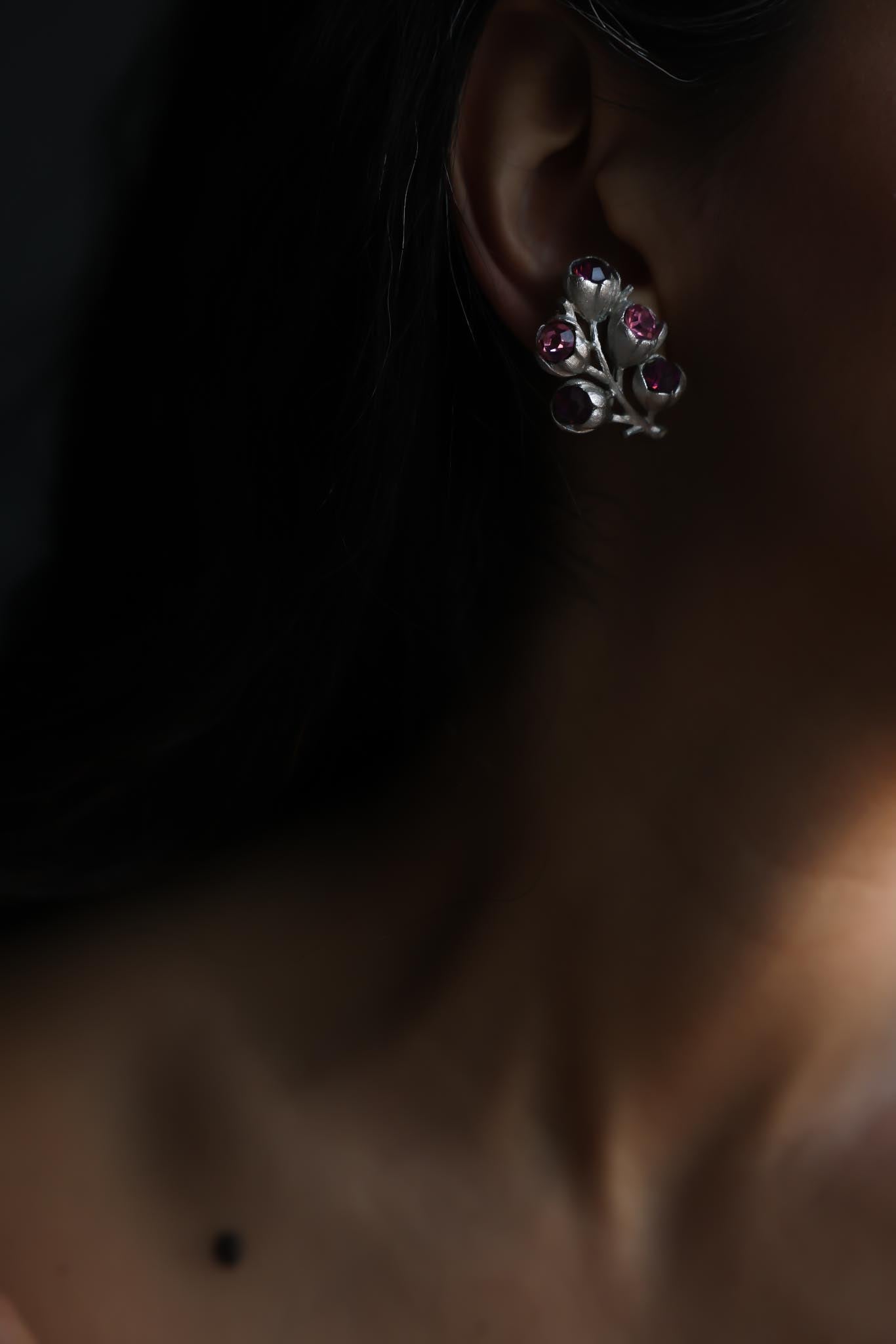 Sarah Coventry Purple And Pink Rhinestone Clip-On Earrings