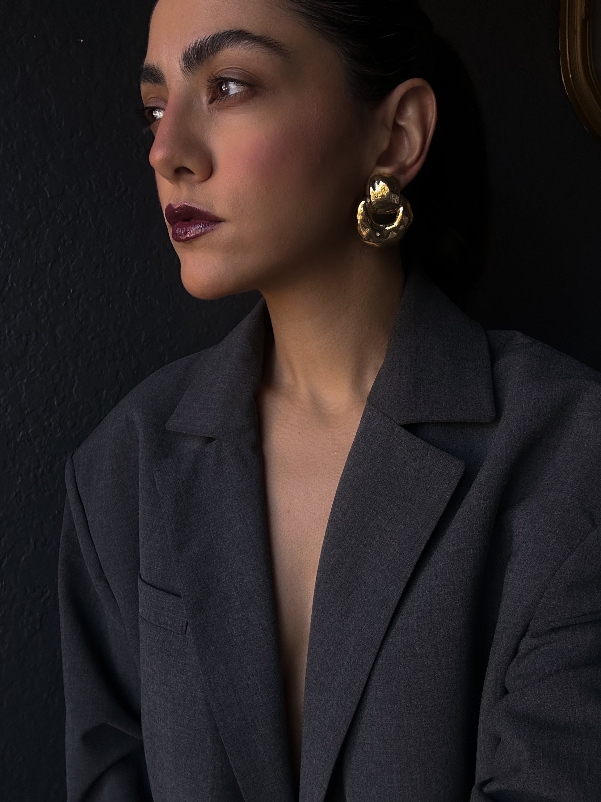 Bold Gold Tone Ciner Earrings|Vintage Baazaar 