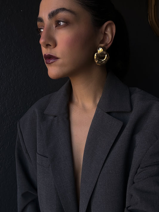 Bold Gold Tone Ciner Earrings|Vintage Baazaar 