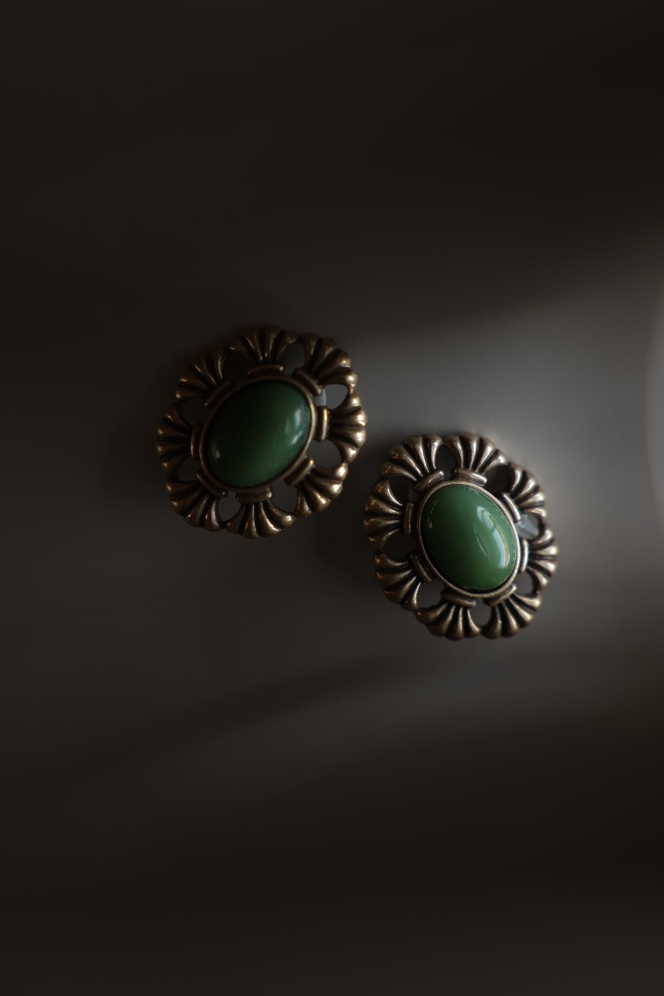Coro Green Glass Clip-On Earrings