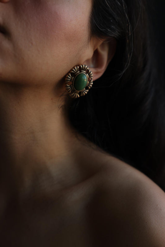 Coro Green Glass Clip-On Earrings