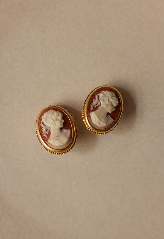 Gold Filled Cameo Clip-On Earrings