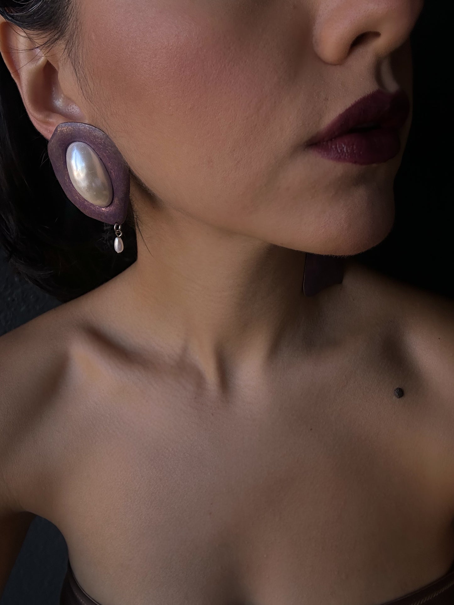 Violet Pearl Statement Earrings|Vintage Baazaar 