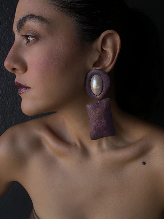 Violet Pearl Statement Earrings|Vintage Baazaar 