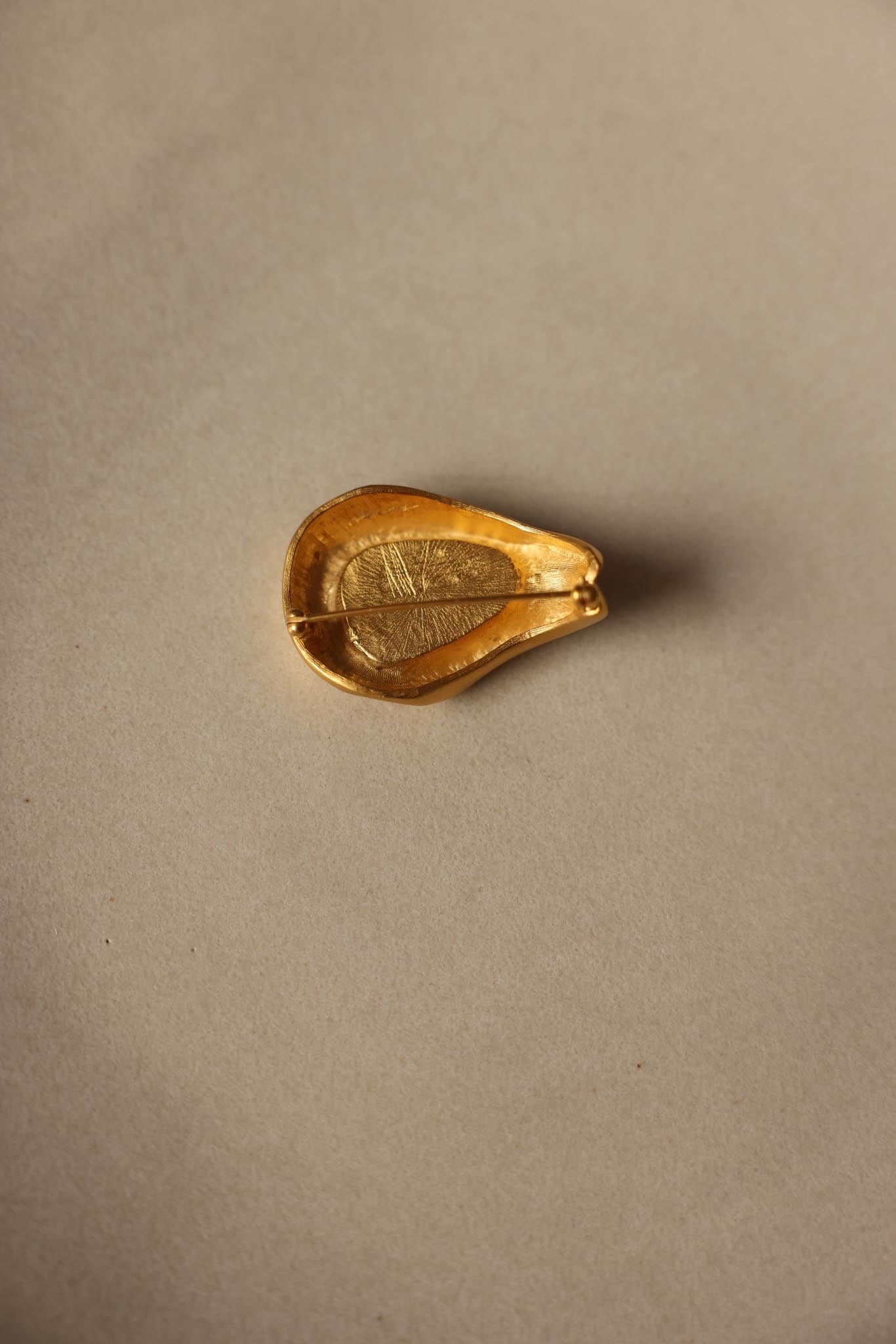 Matte Gold Brooch with Black Accent