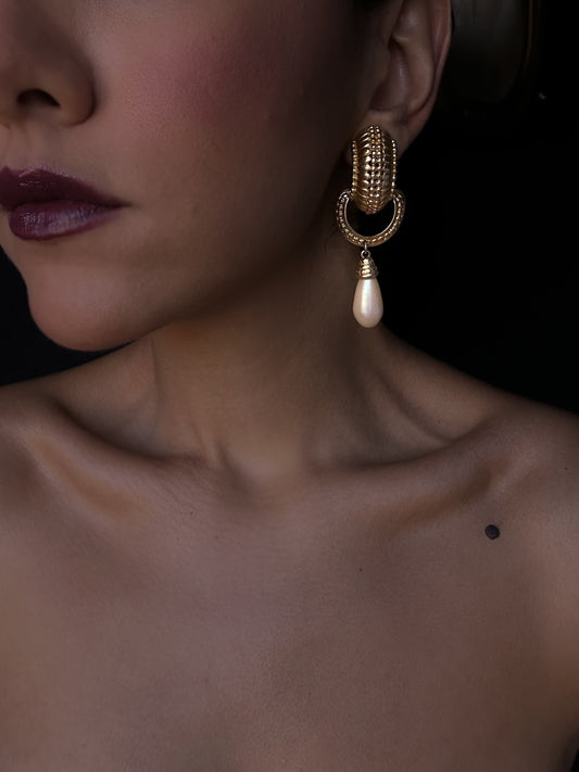 Gilbert Gold Tone & Faux Pearl Statement Earrings