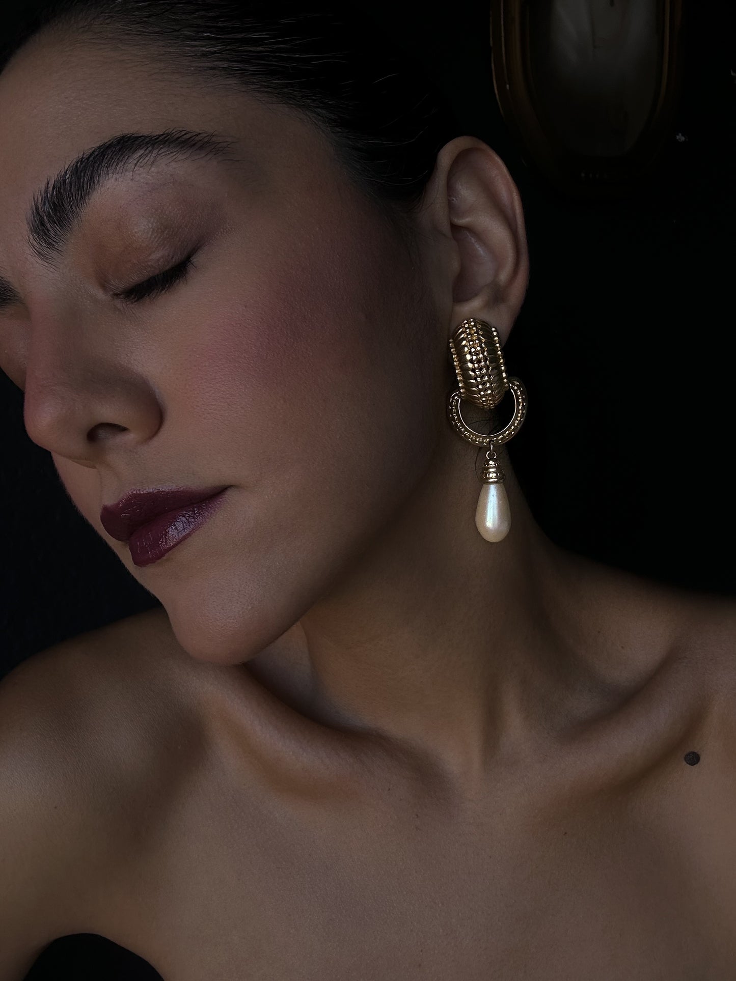 Gilbert Gold Tone & Faux Pearl Statement Earrings|Vintage Baazaar 