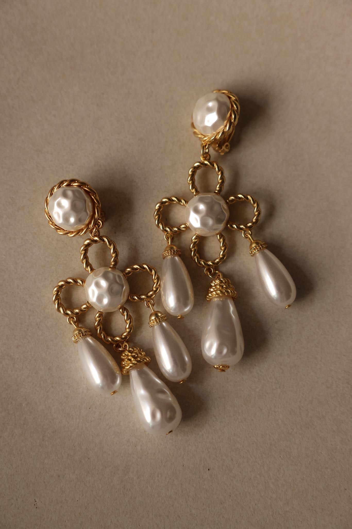 Coro Gold Tone Faux Pearl Drop Clip-On Earrings