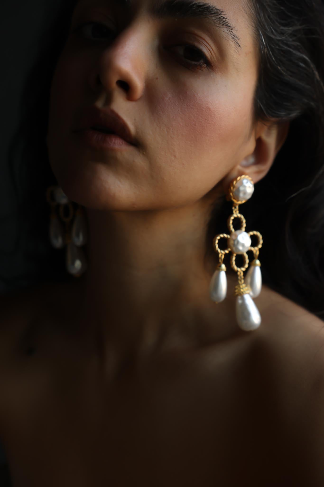 Coro Gold Tone Faux Pearl Drop Clip-On Earrings