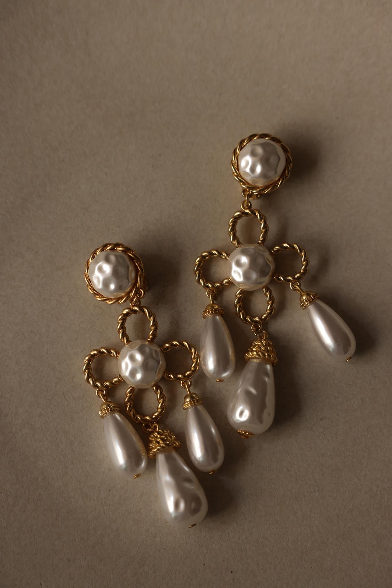 Coro Gold Tone Faux Pearl Drop Clip-On Earrings