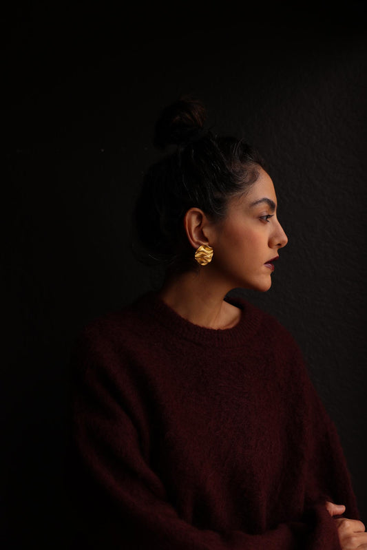 Matte Gold Wave Earrings|Vintage Baazaar 