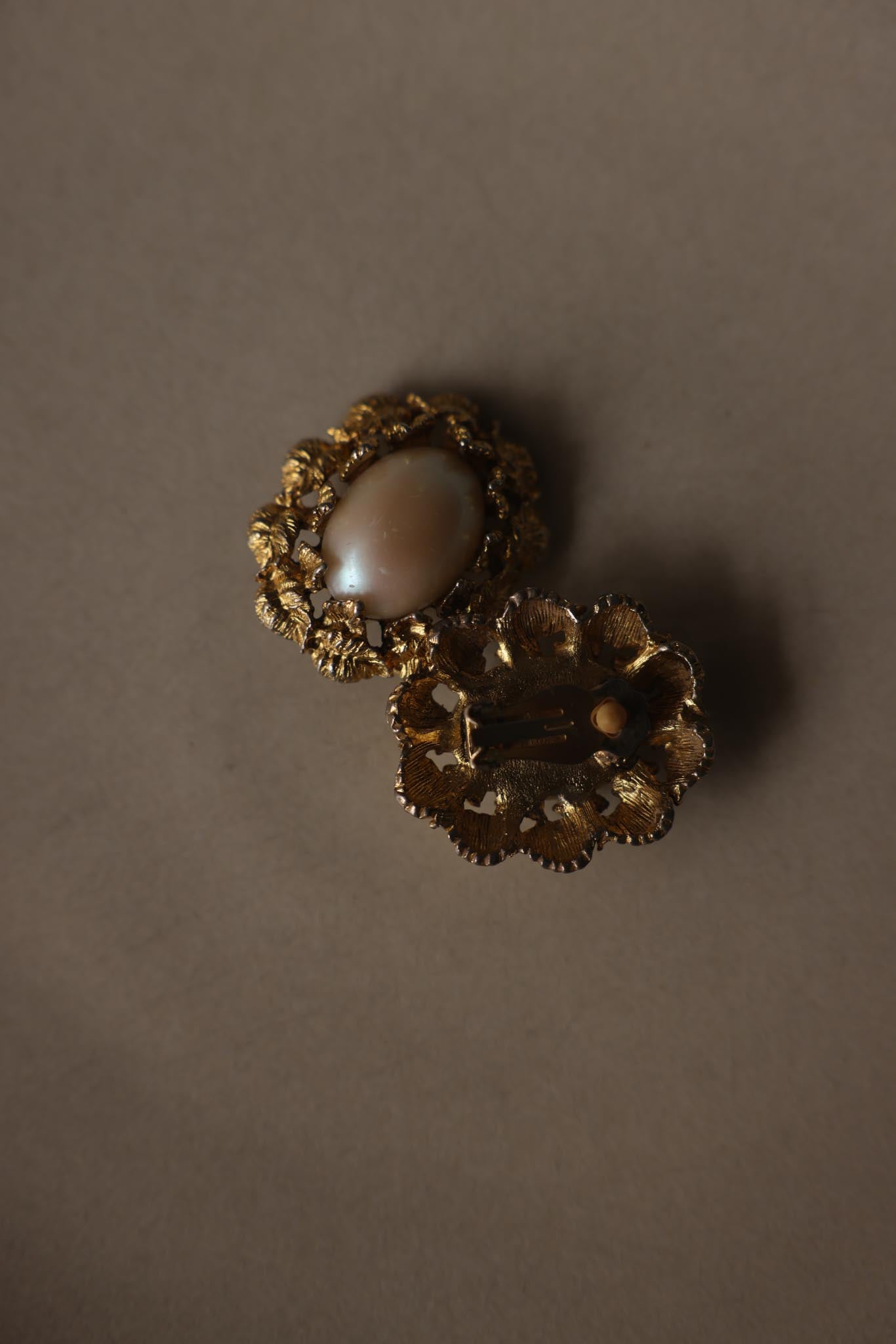 Gold Tone Faux Pearl Statement Clip-On Earrings