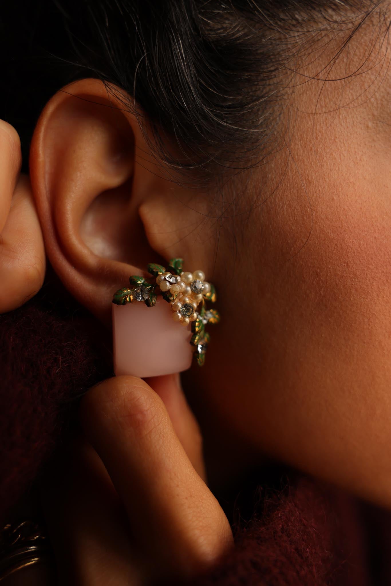 Blush Garden Bloom Earrings|Vintage Baazaar 