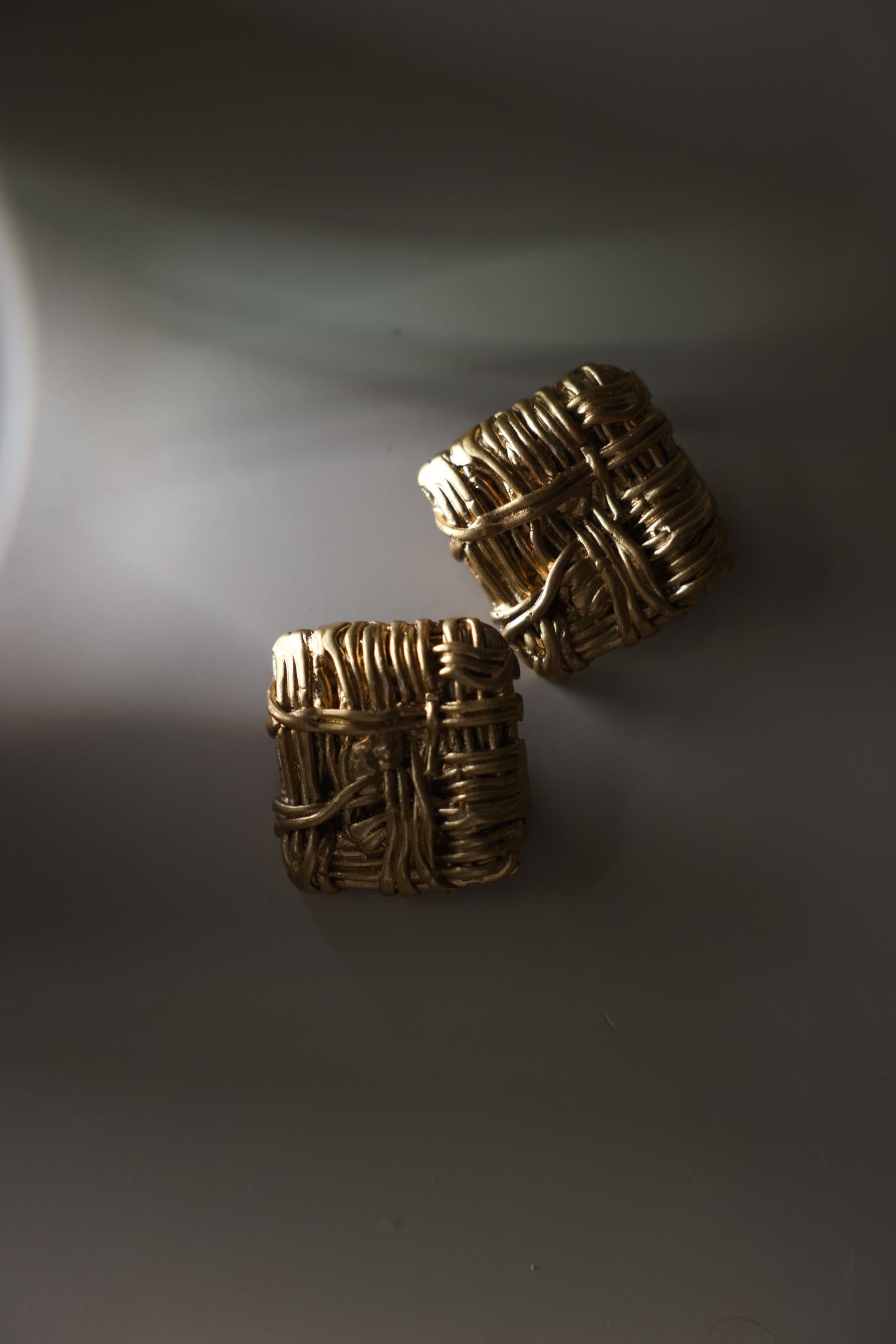 Gold Tone Woven Clip-On Earrings