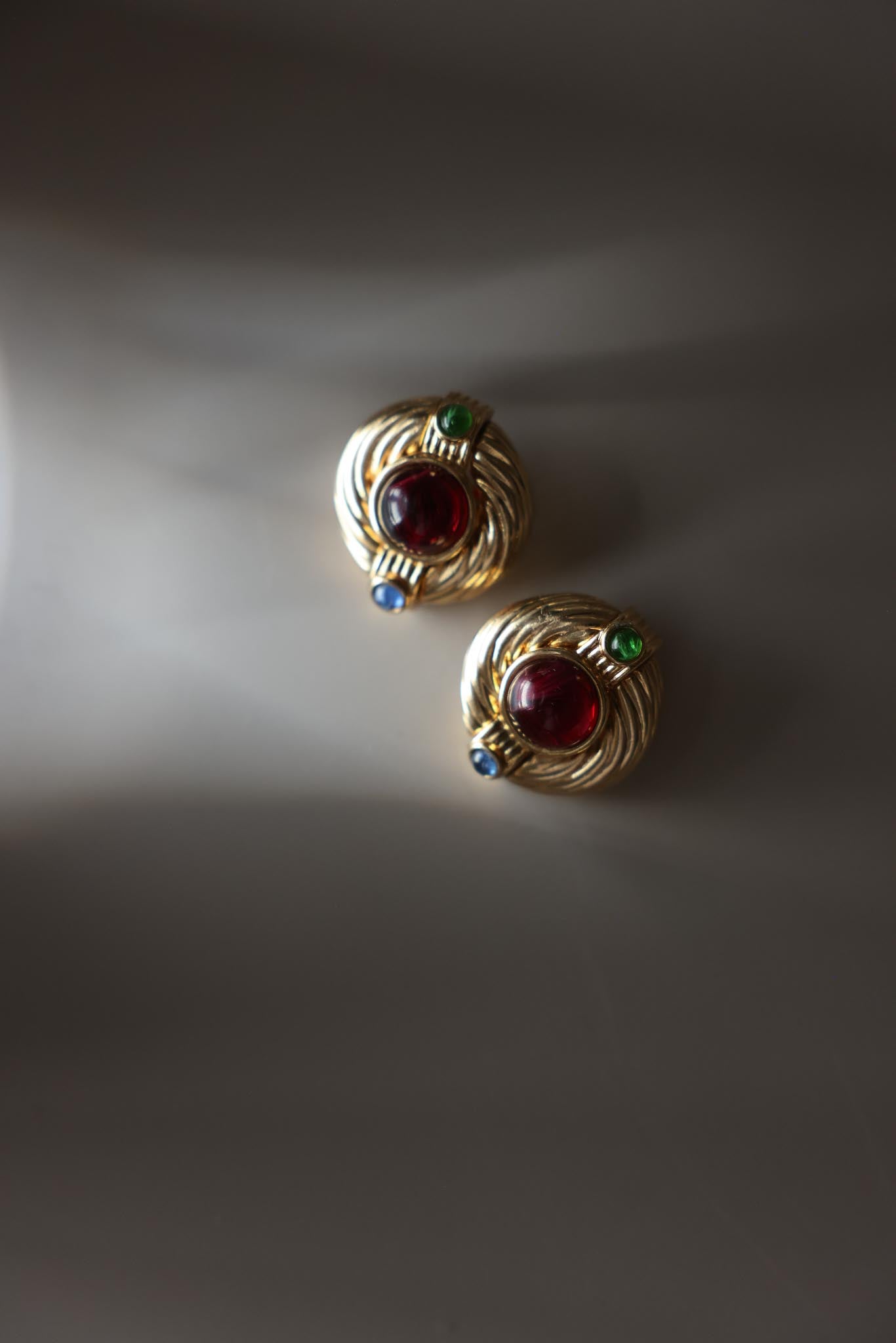 Gold Plated Multicolor Glass Clip-On Earrings
