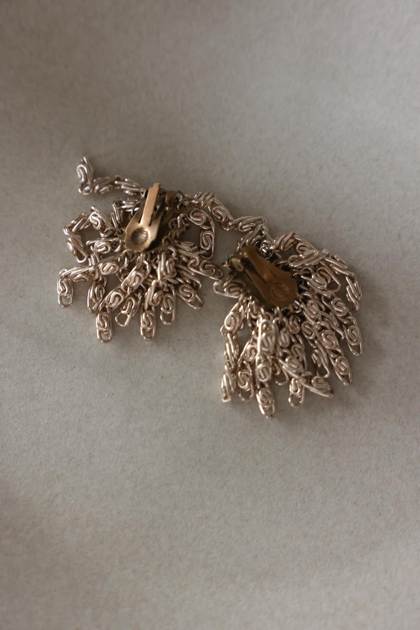 Silver Tone Fringe Clip-On Earrings