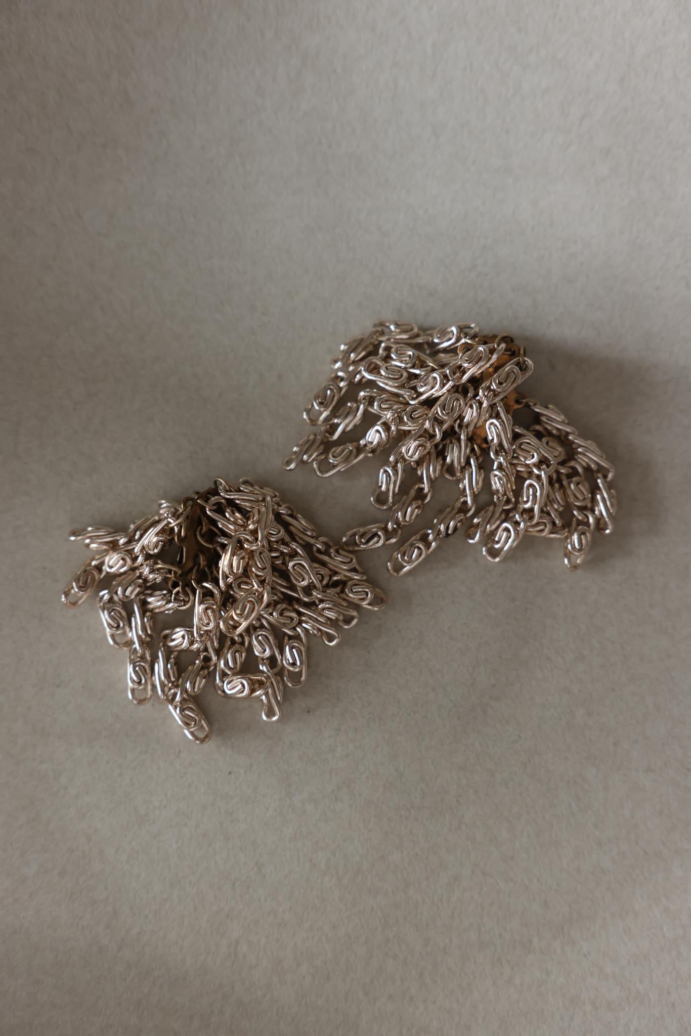 Silver Tone Fringe Clip-On Earrings