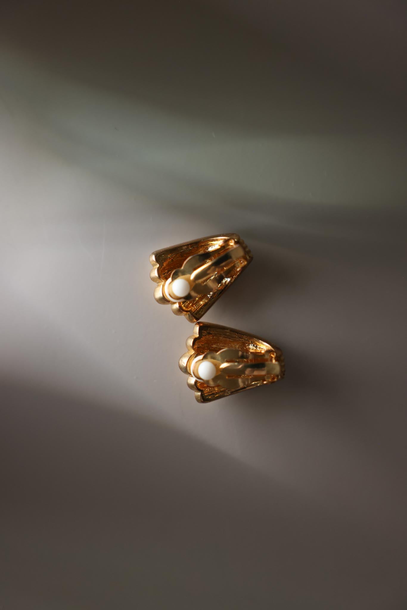 Gold Rhinestone Clip-On Earrings- 10K