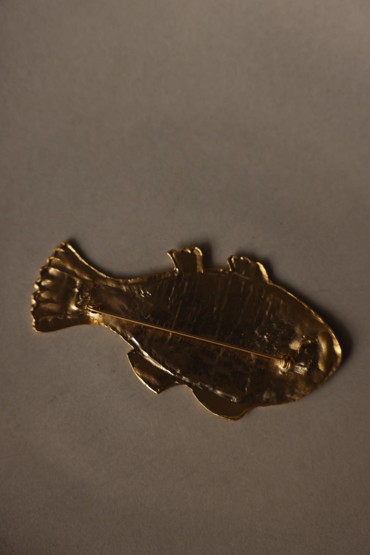 Large Gold Tone Fish Statement Brooch