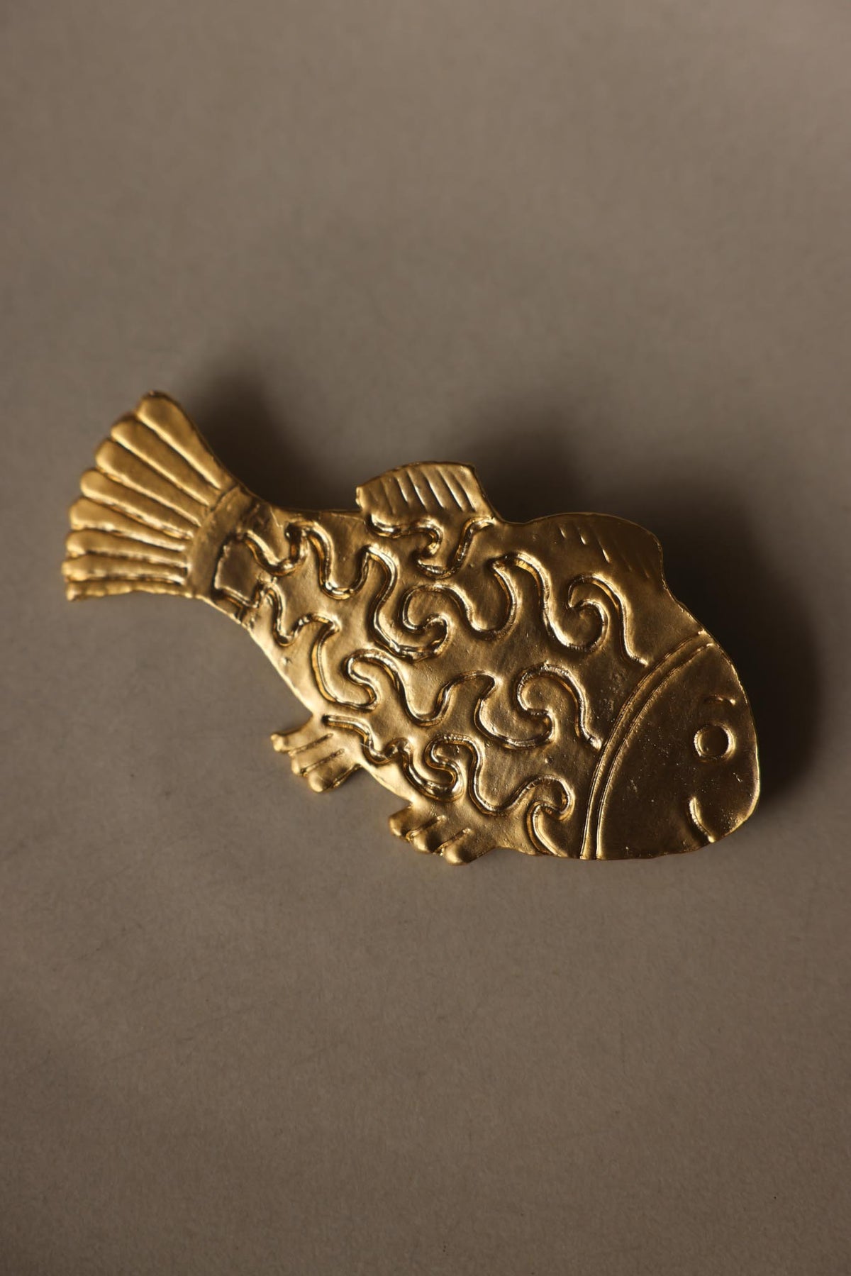 Large Gold Tone Fish Statement Brooch