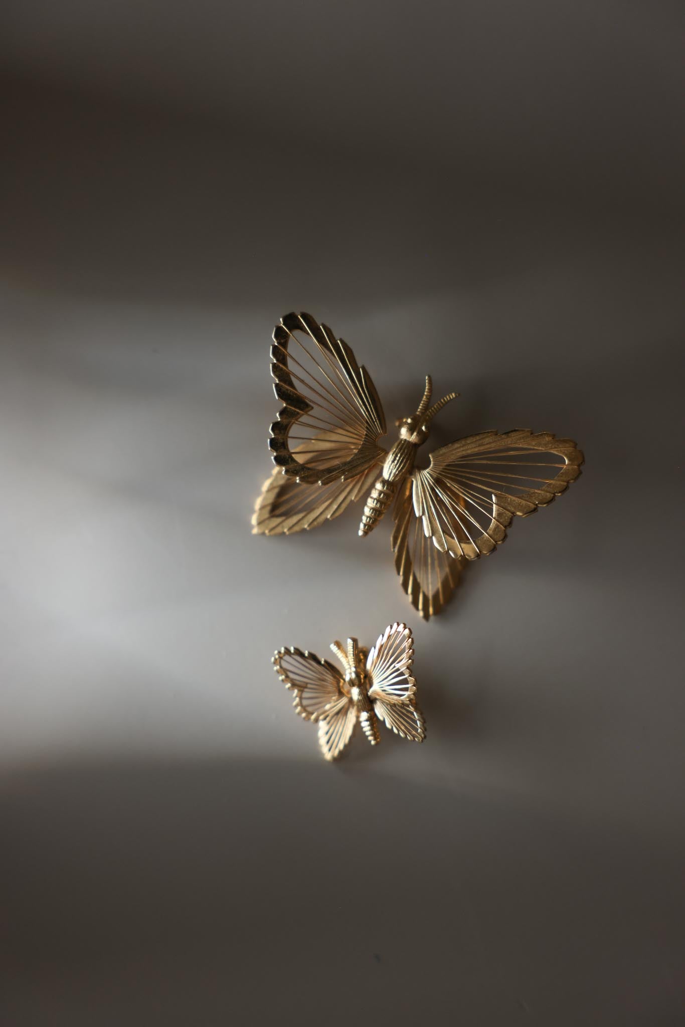 Monet Butterfly Brooch Set Gold Tone
