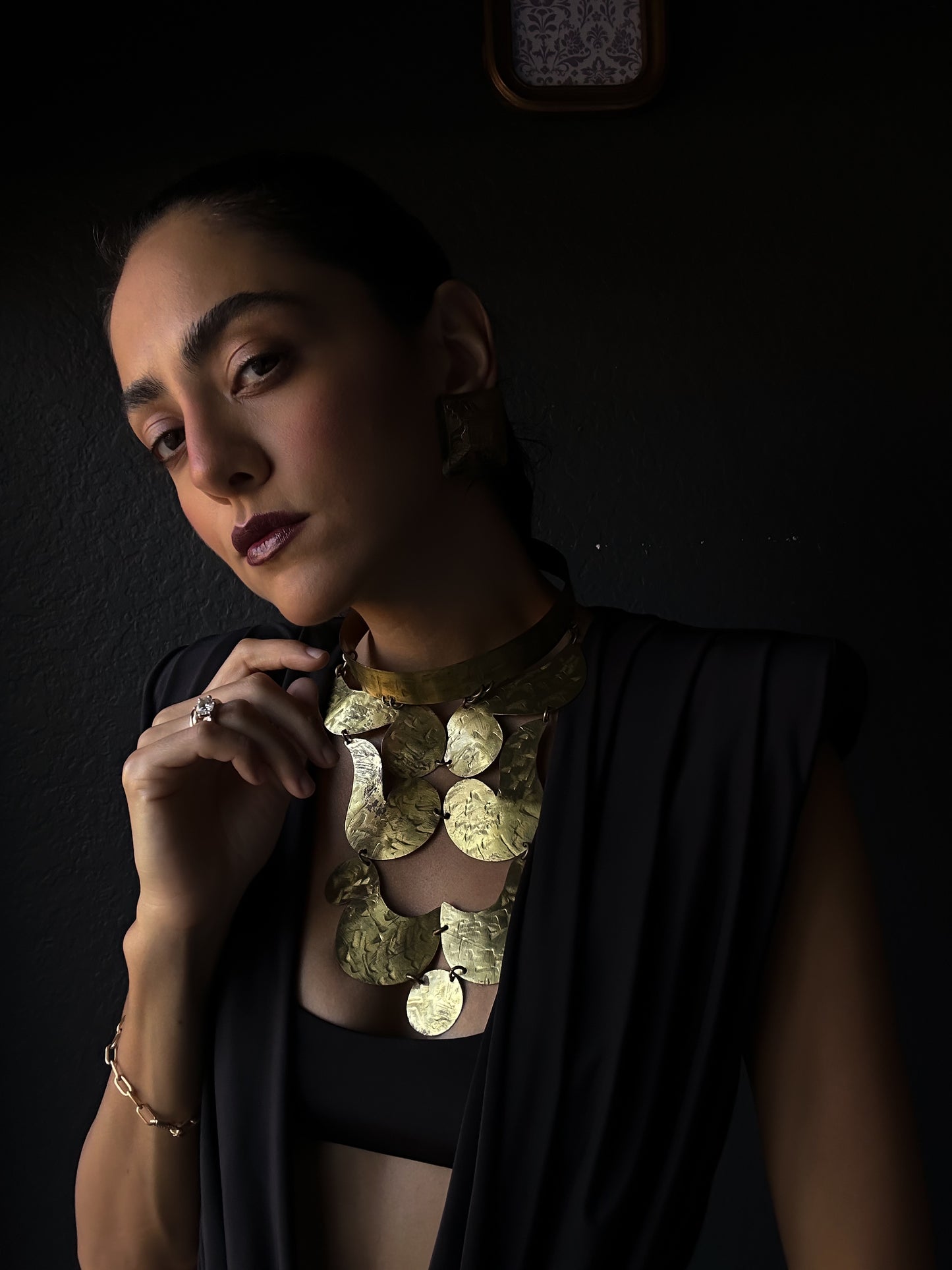 Hammered Brass Statement Necklace|Vintage Baazaar 