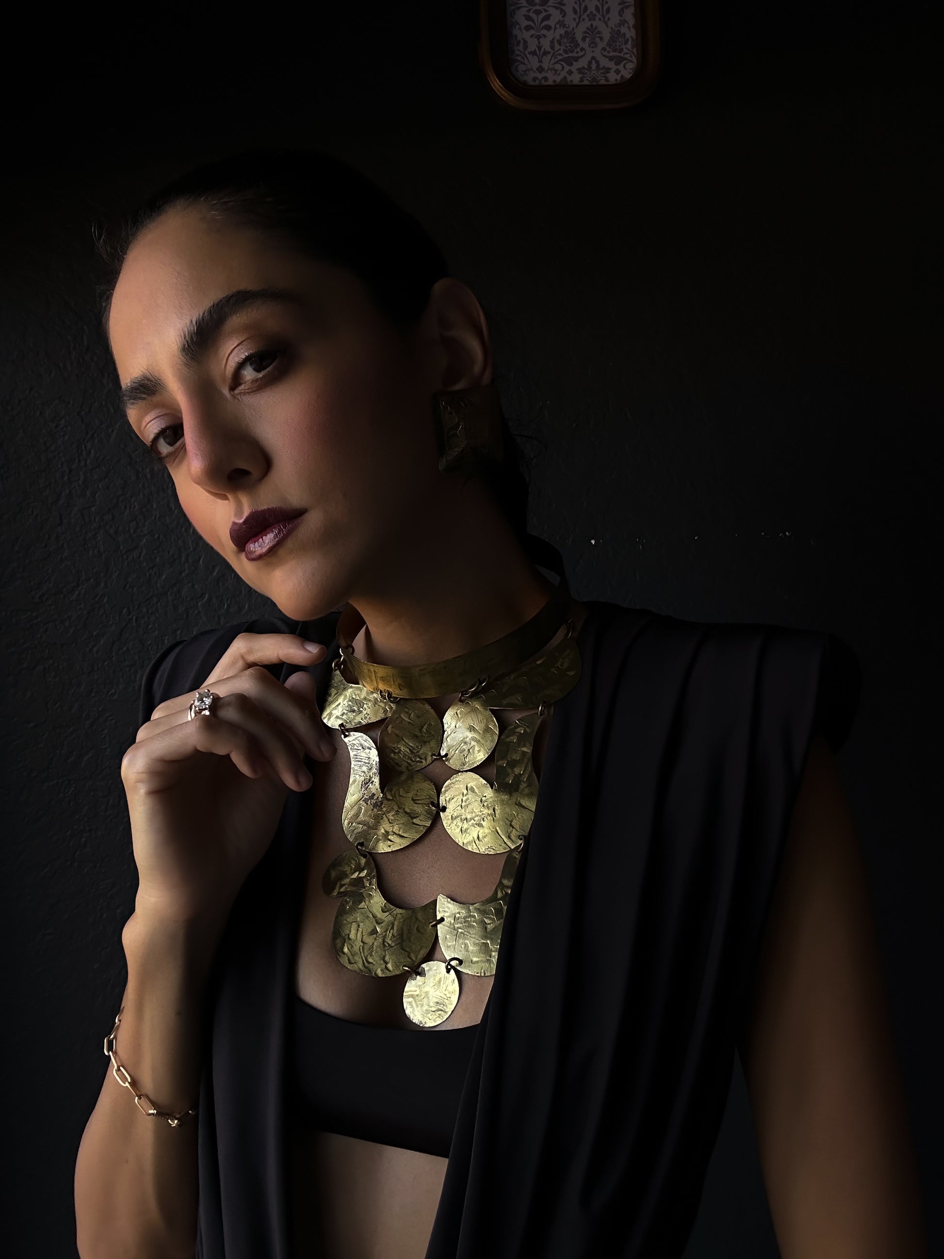 Hammered Brass Statement Necklace|Vintage Baazaar 
