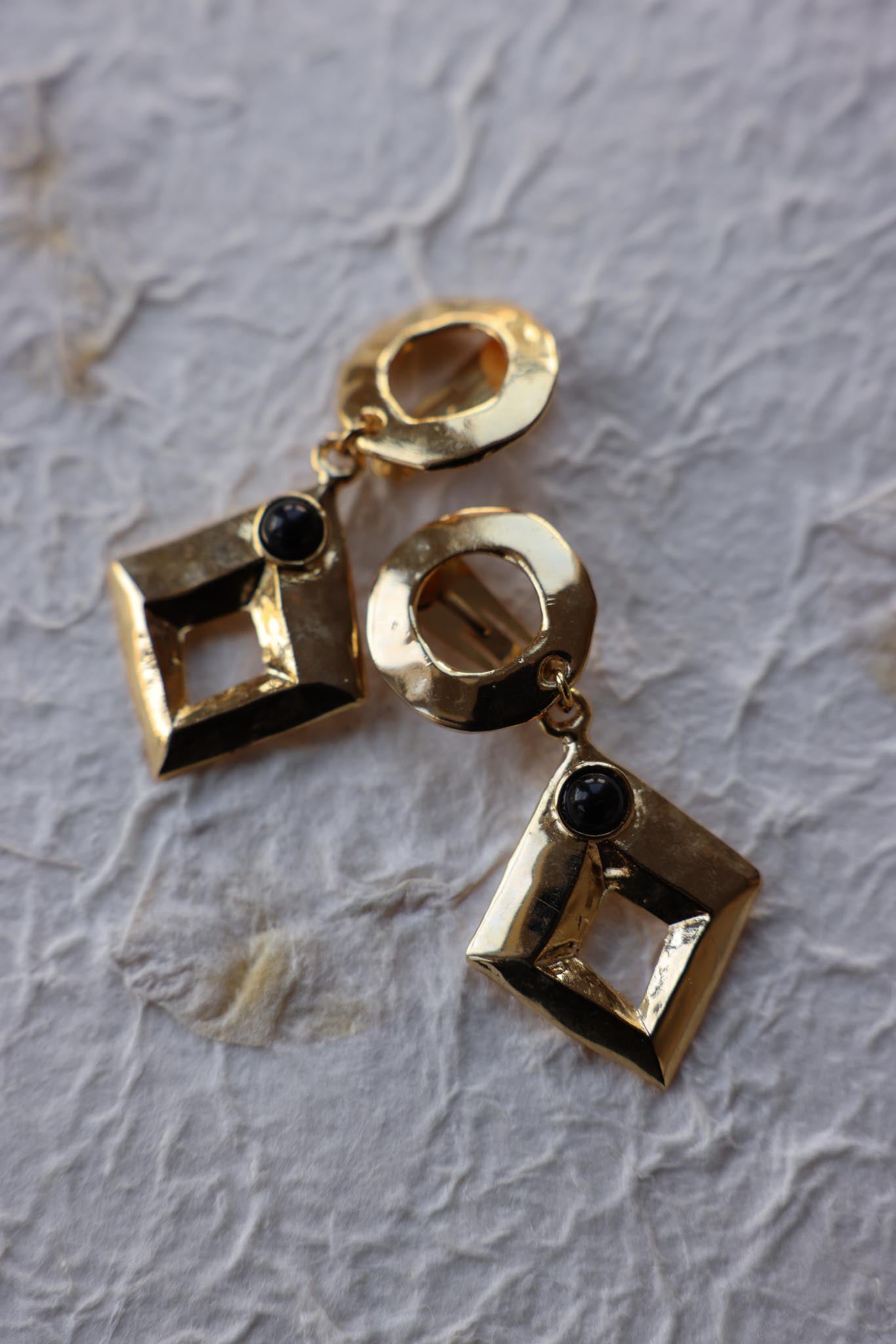 Golden Geometric Dangle Earrings|Vintage Baazaar 