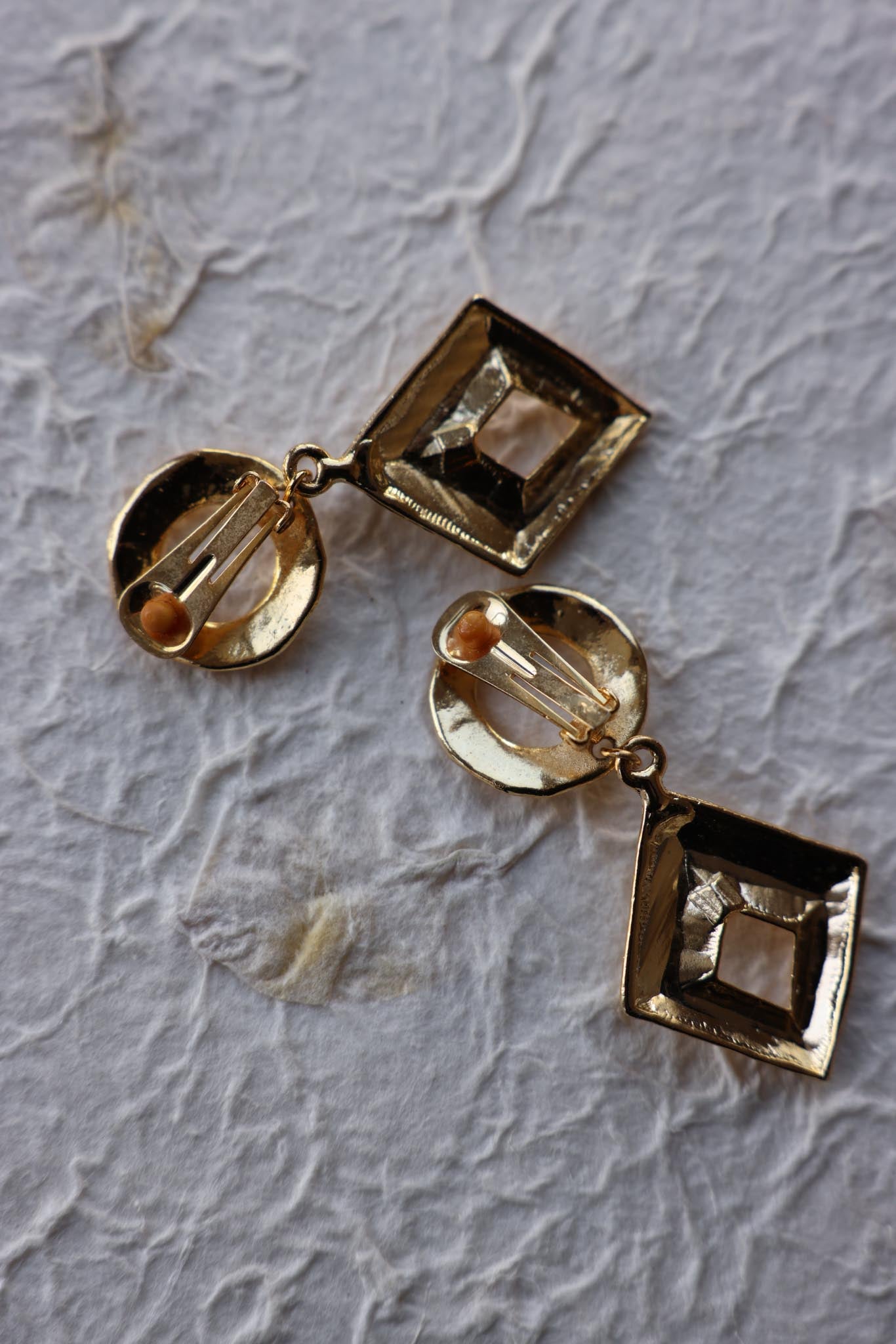 Golden Geometric Dangle Earrings|Vintage Baazaar 