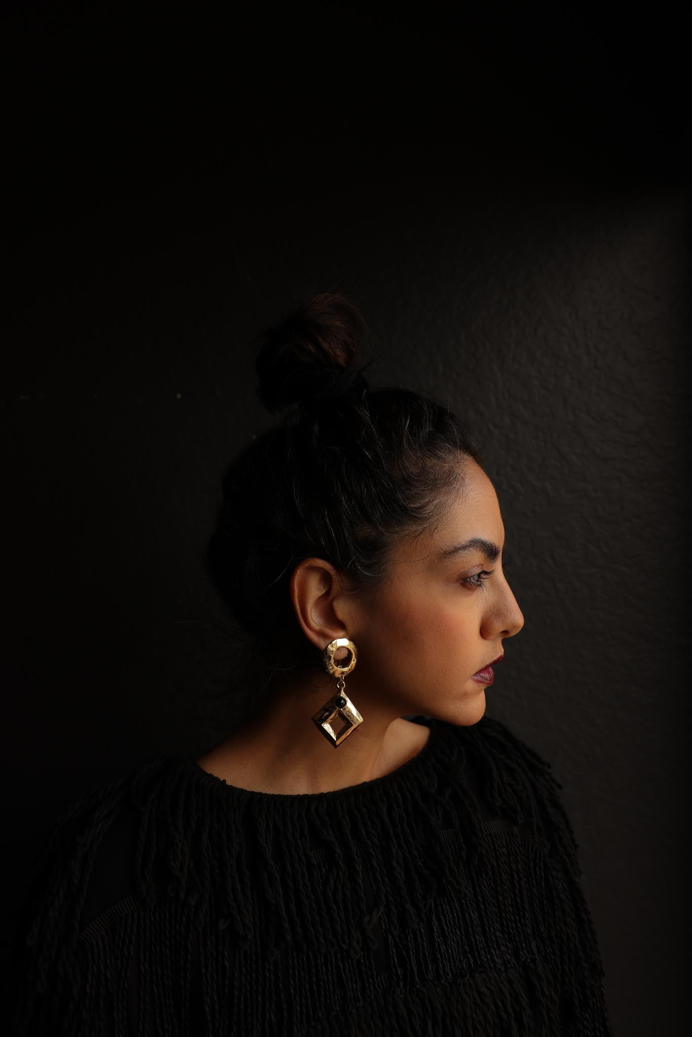 Golden Geometric Dangle Earrings|Vintage Baazaar 