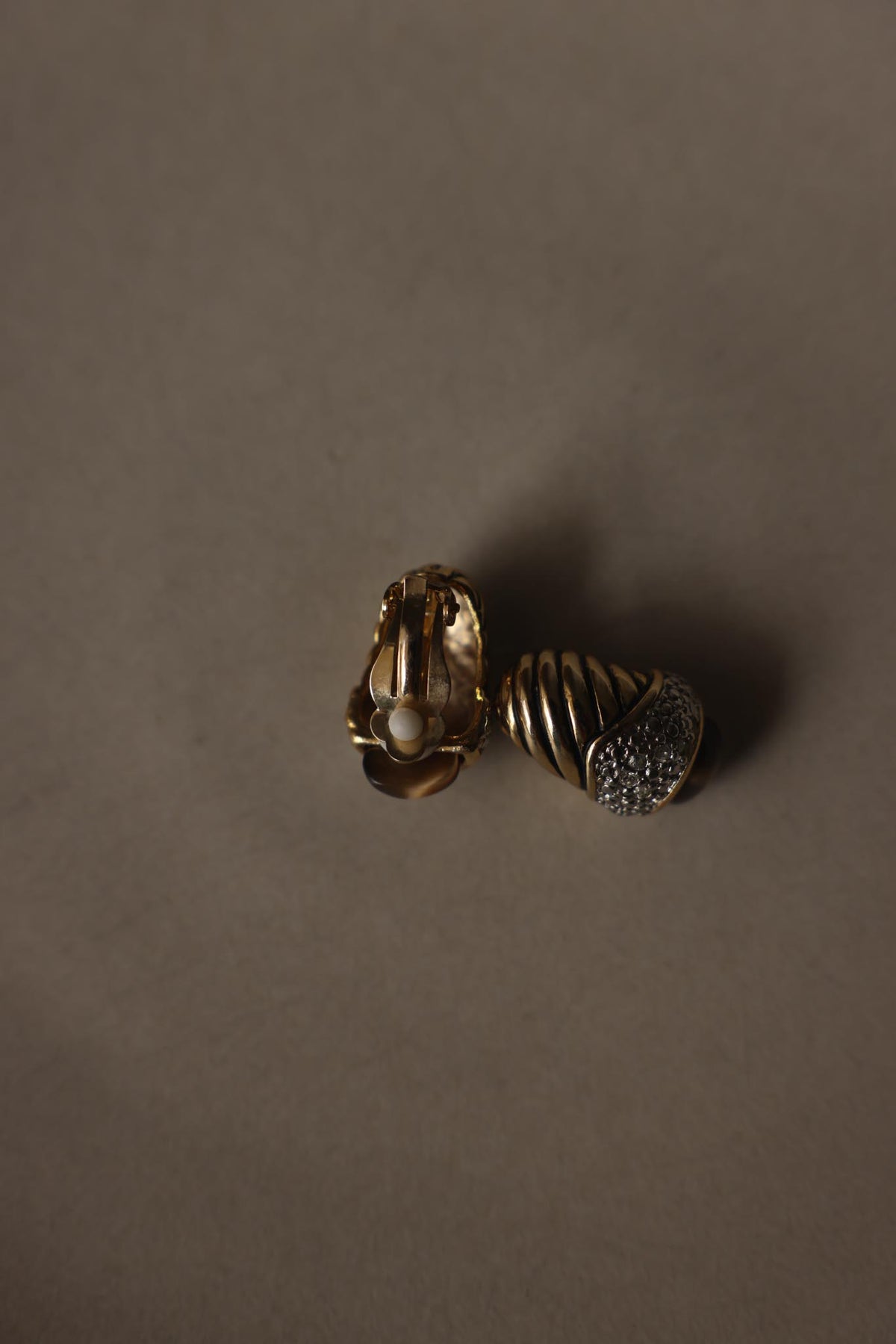 Two-Tone Brown Cabochon Clip-On Earrings