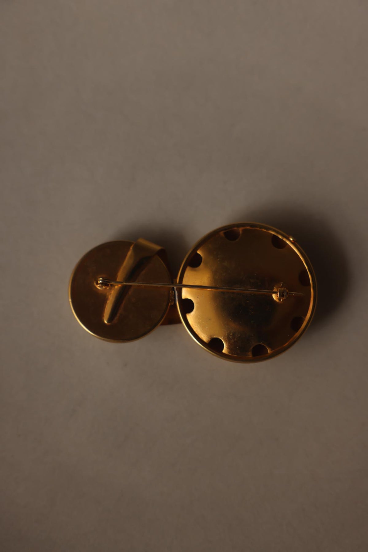 Gold Tone Abstract Statement Brooch with Cream Cabochon