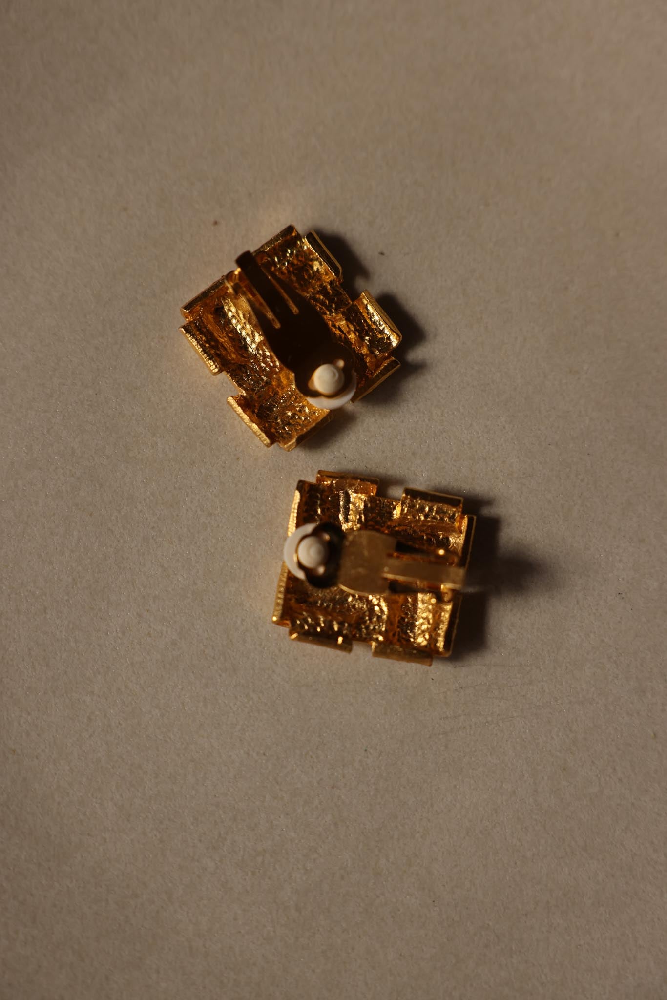 Brushed Gold-Tone Square Clip-On Earrings