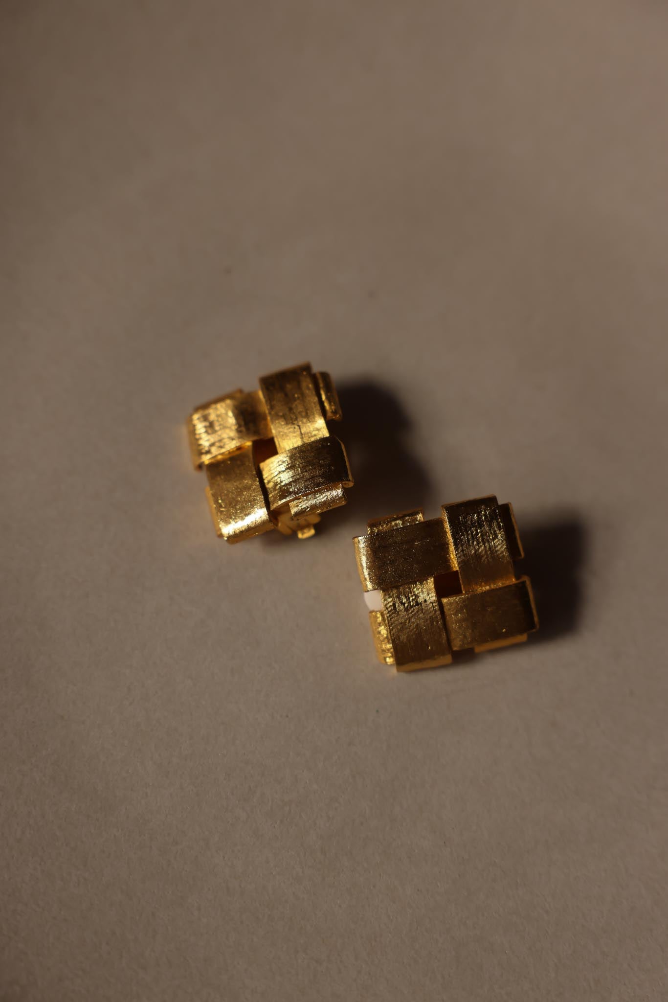 Brushed Gold-Tone Square Clip-On Earrings