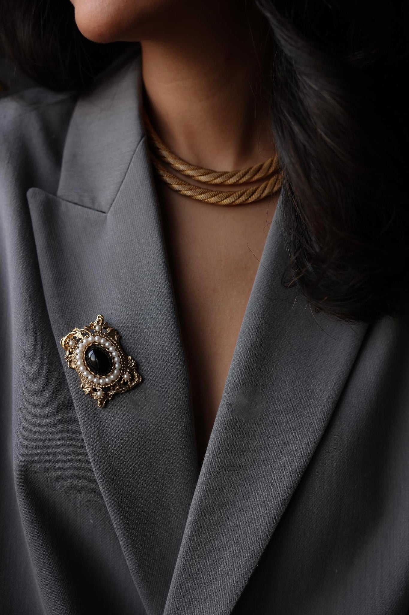 Trifari Gold Tone Rope Necklace|Vintage Baazaar 