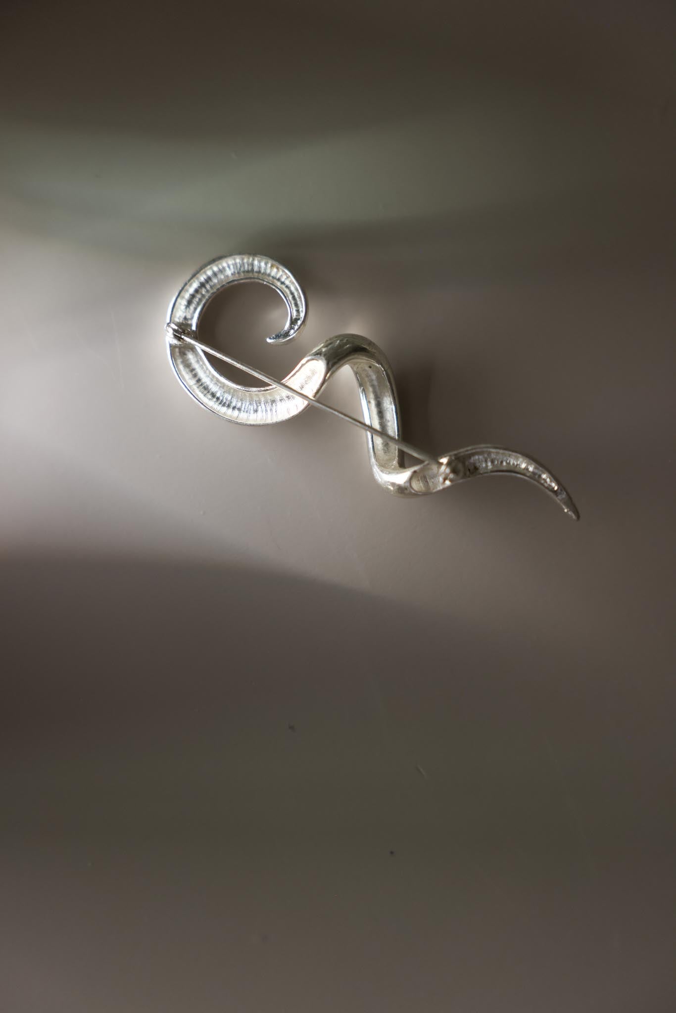 Silver Tone Abstract Swirl Brooch