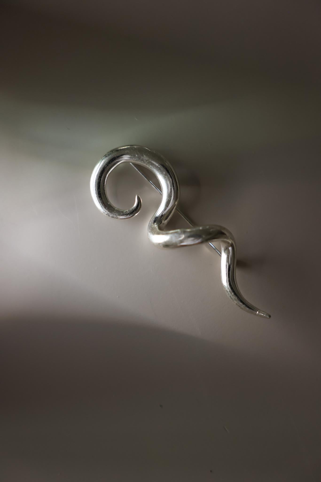 Silver Tone Abstract Swirl Brooch