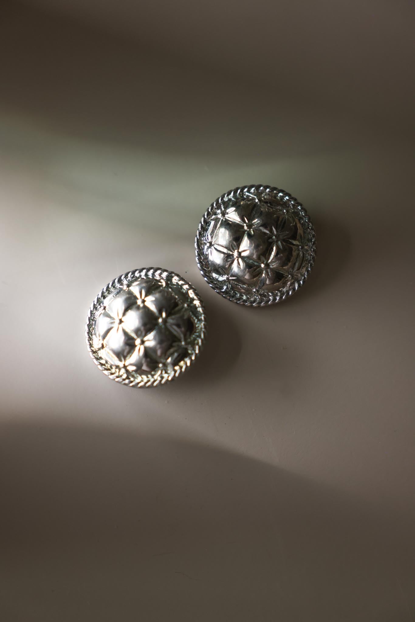 Cacharel Silver Tone Textured Dome Clip-On Earrings