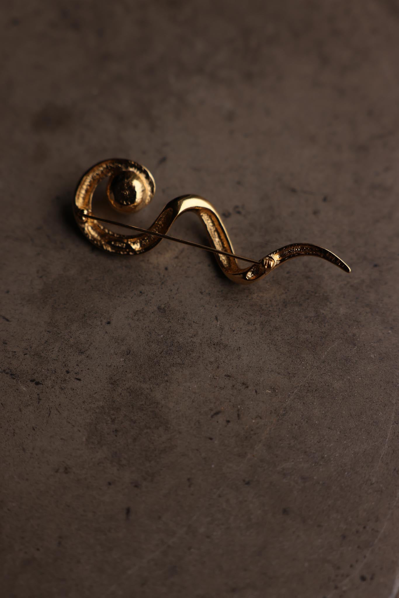 Avon Gold-Tone Faux Pearl Serpentine Brooch