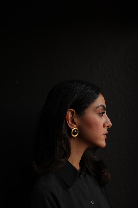 Golden Noir  Earrings|Vintage Baazaar 