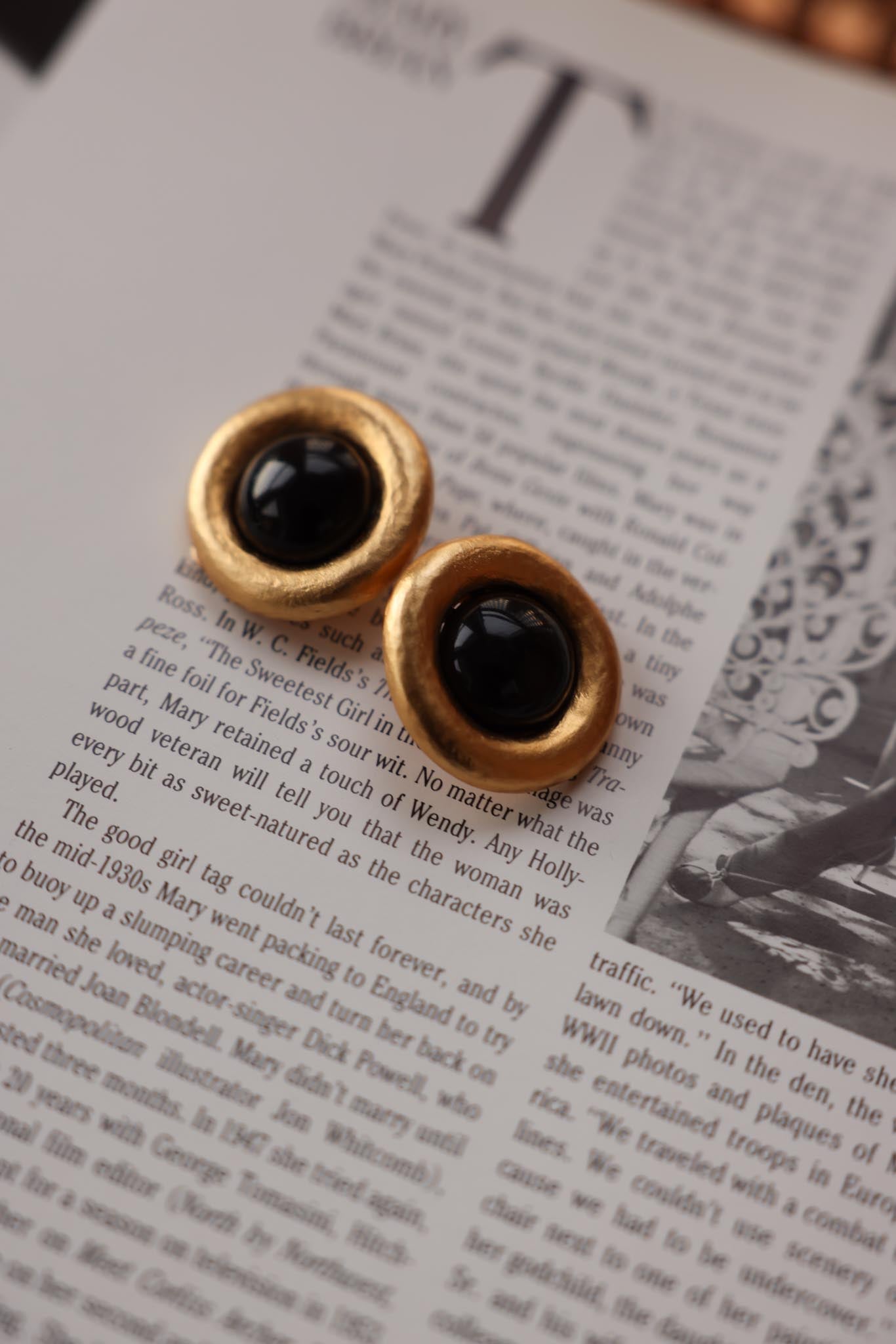 Golden Noir  Earrings|Vintage Baazaar 