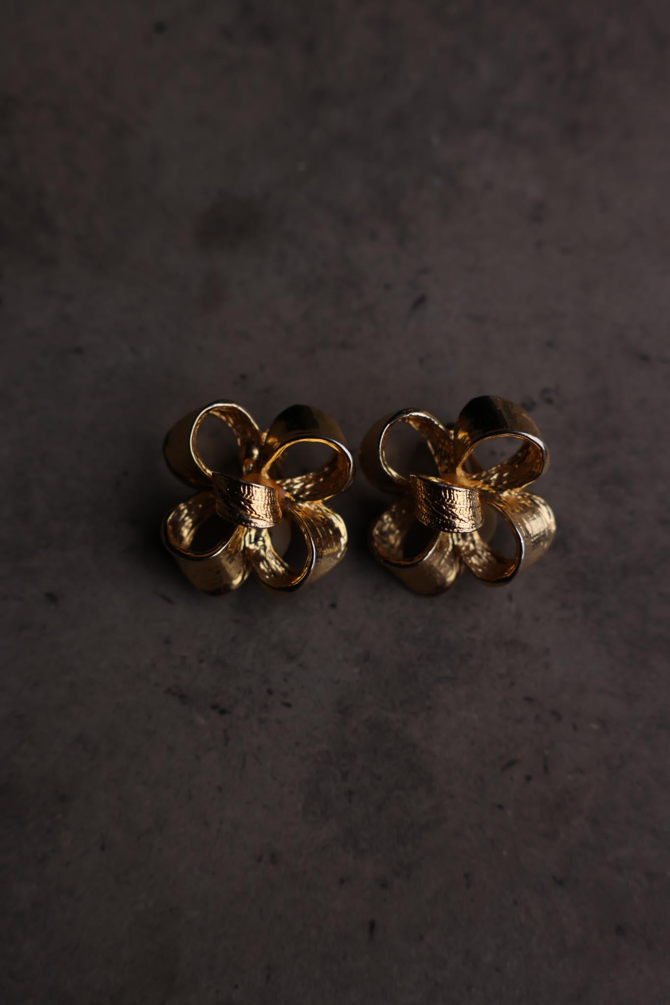 Gold-Tone Sculptural Flower Earrings