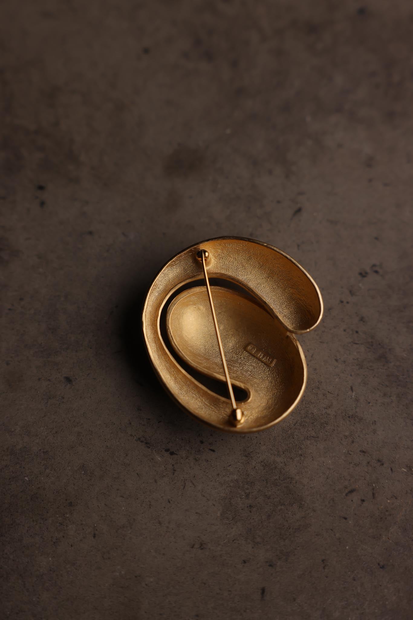 E. Pearl Matte Gold Abstract Brooch