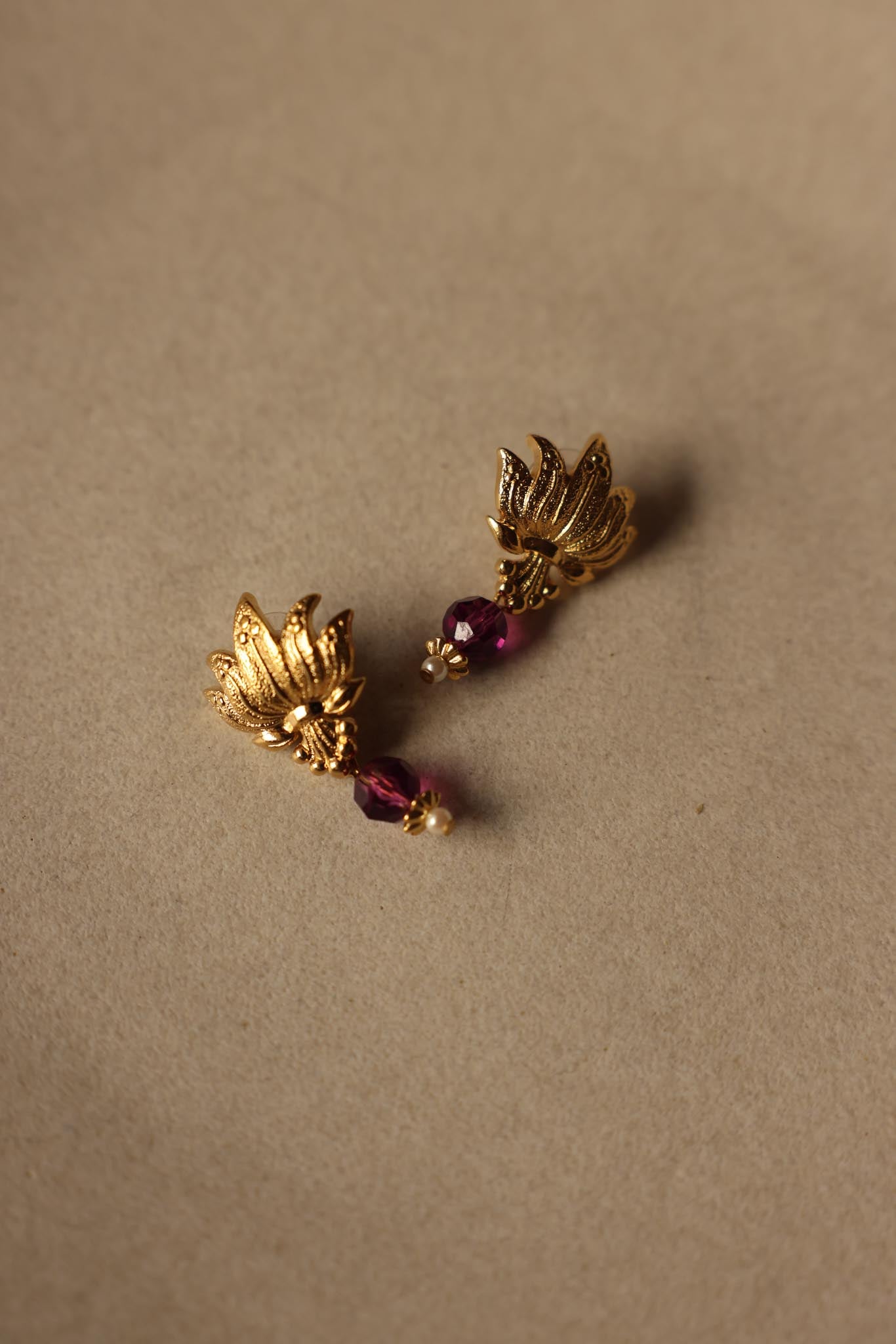 Lotus Drop Pierced Earrings by Avon|Vintage Baazaar 