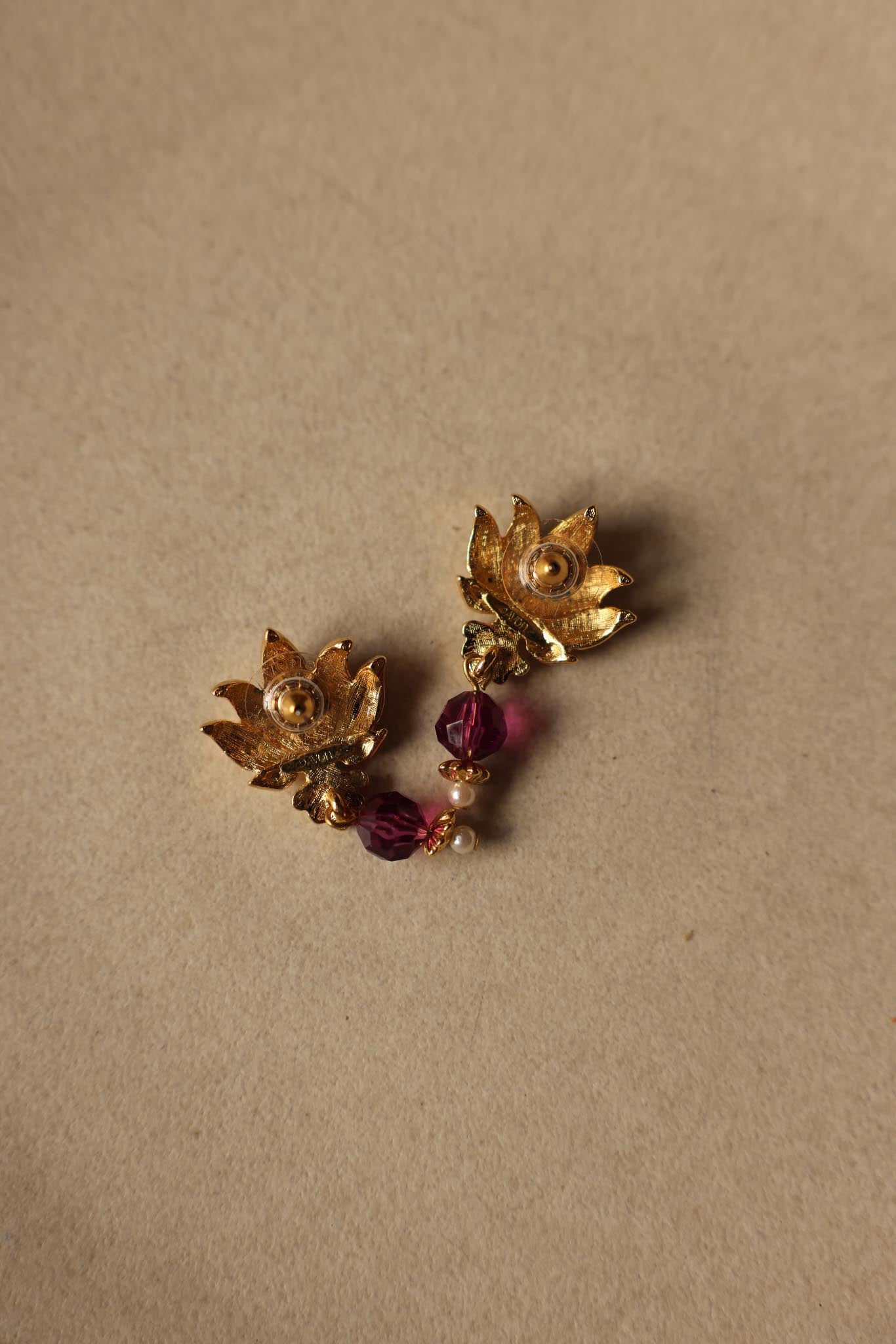 Lotus Drop Pierced Earrings by Avon|Vintage Baazaar 