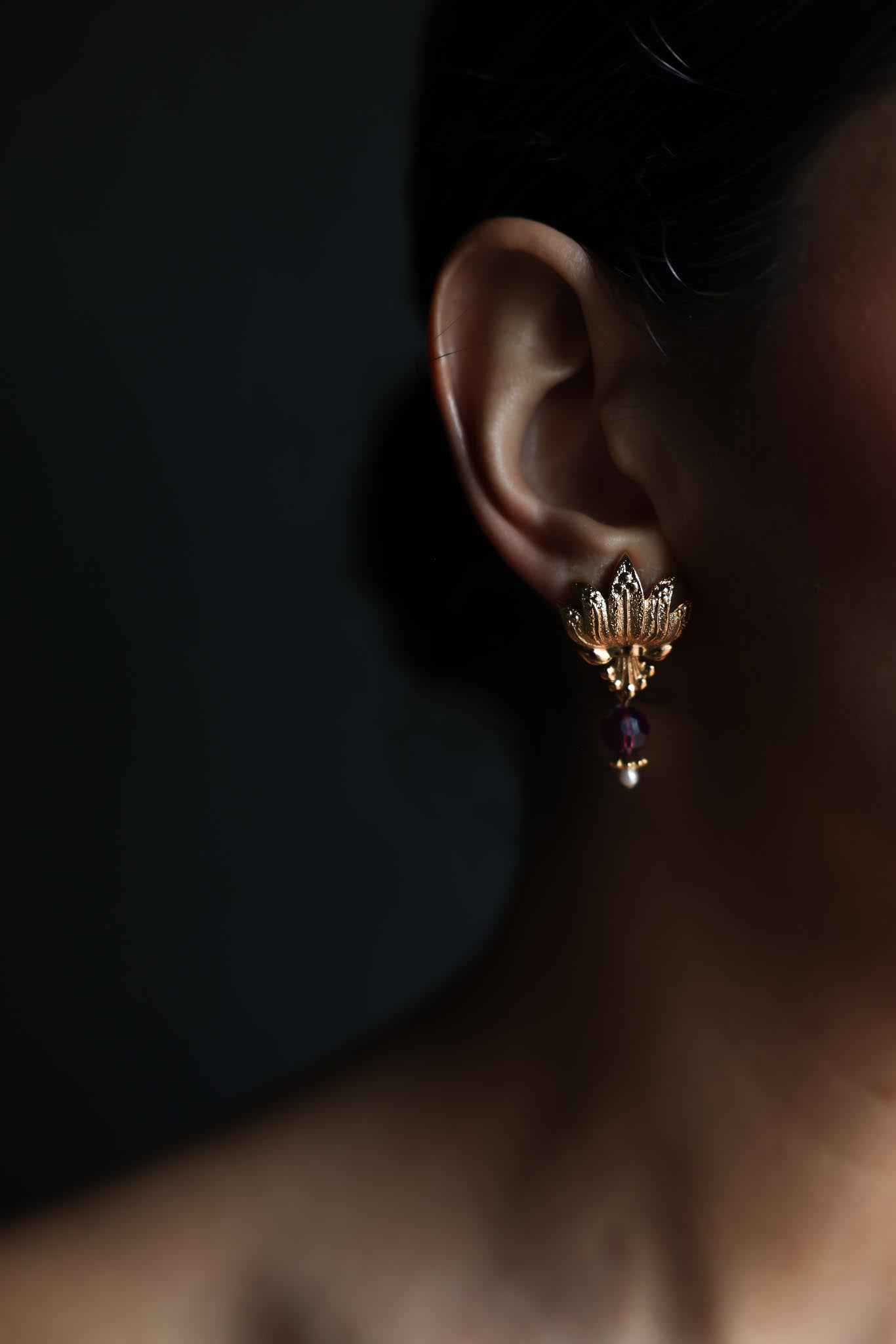 Lotus Drop Pierced Earrings by Avon|Vintage Baazaar 