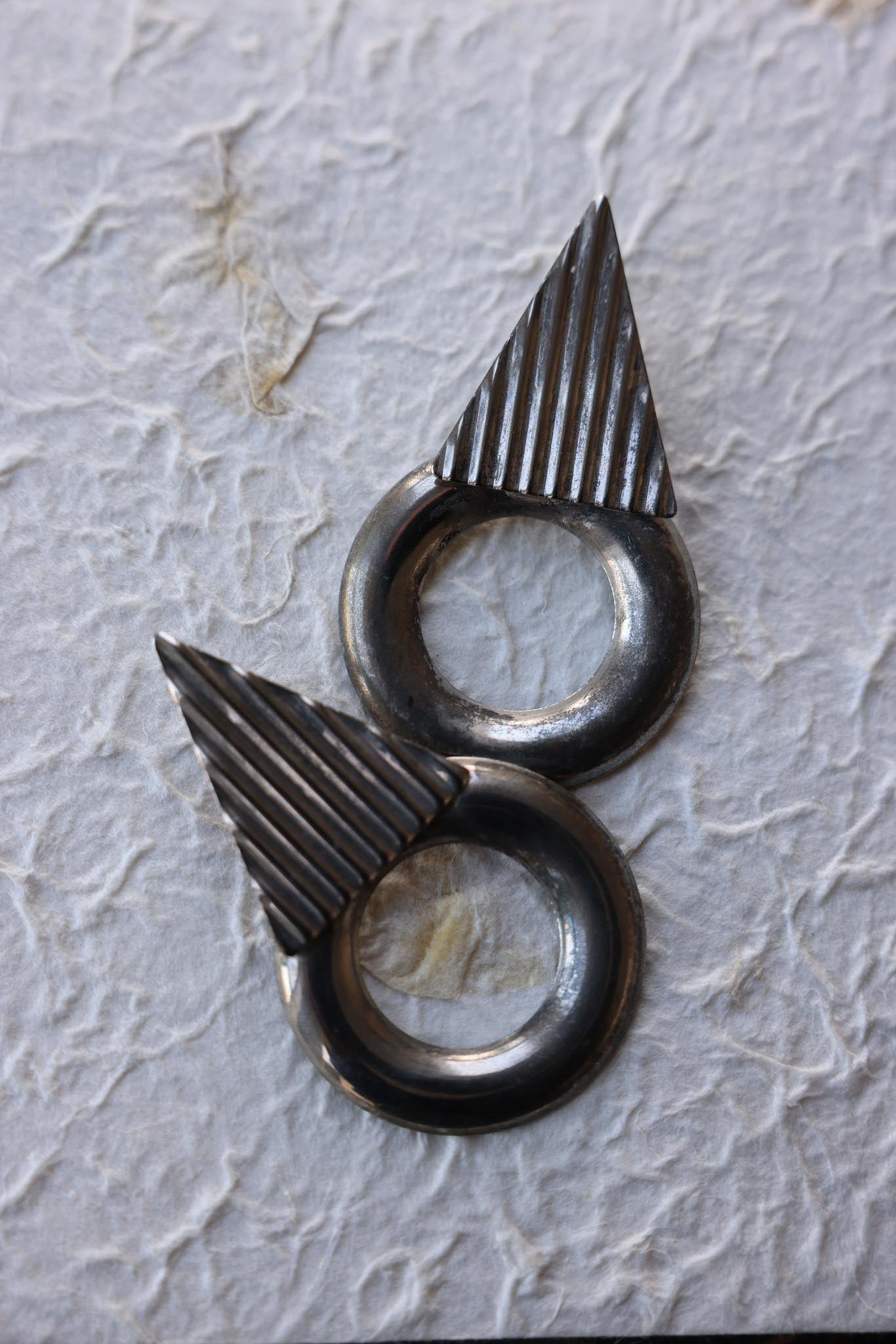 Silver Tone Statement Geometric Earrings|Vintage Baazaar 