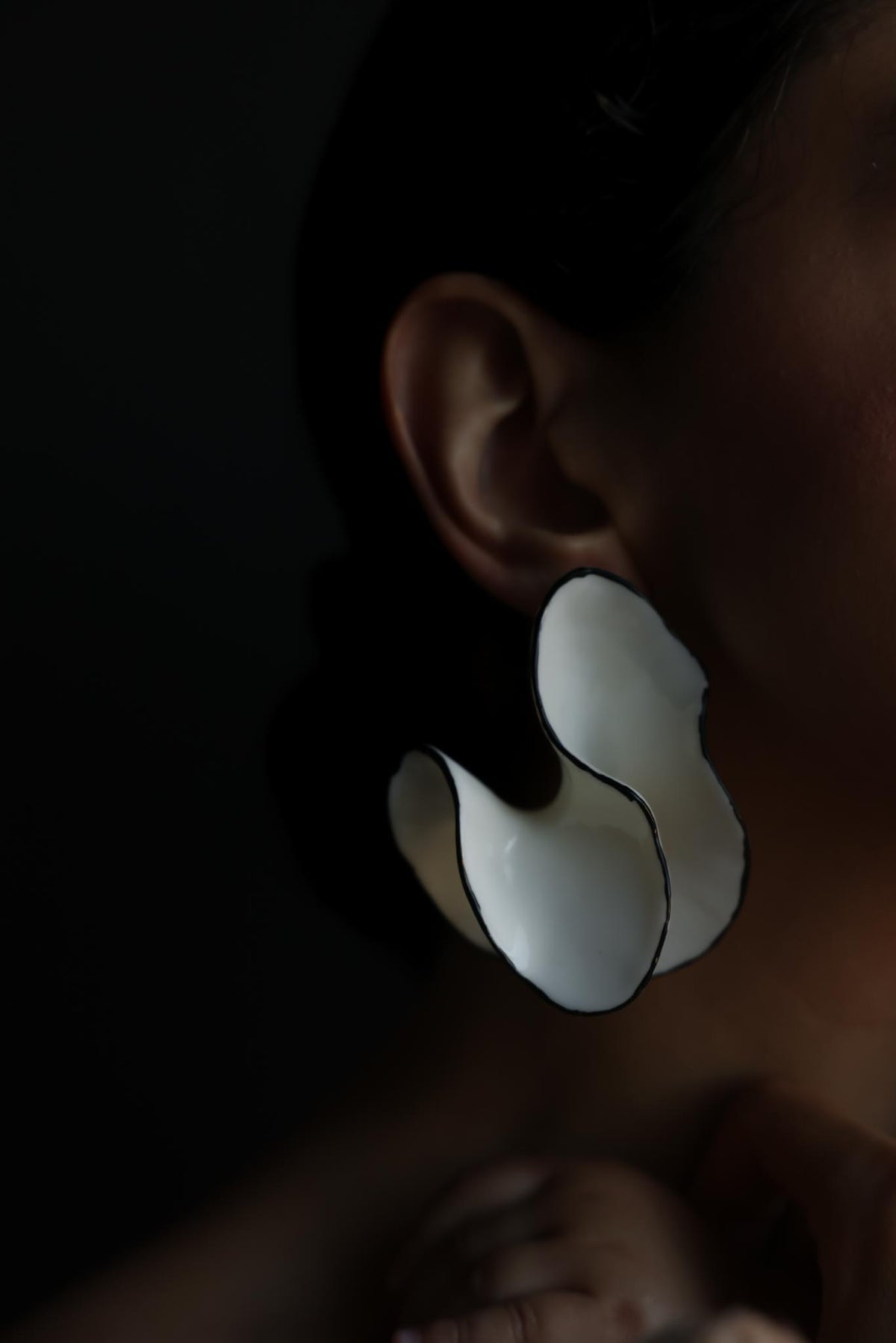 Oversized White Sculptural Statement Earrings