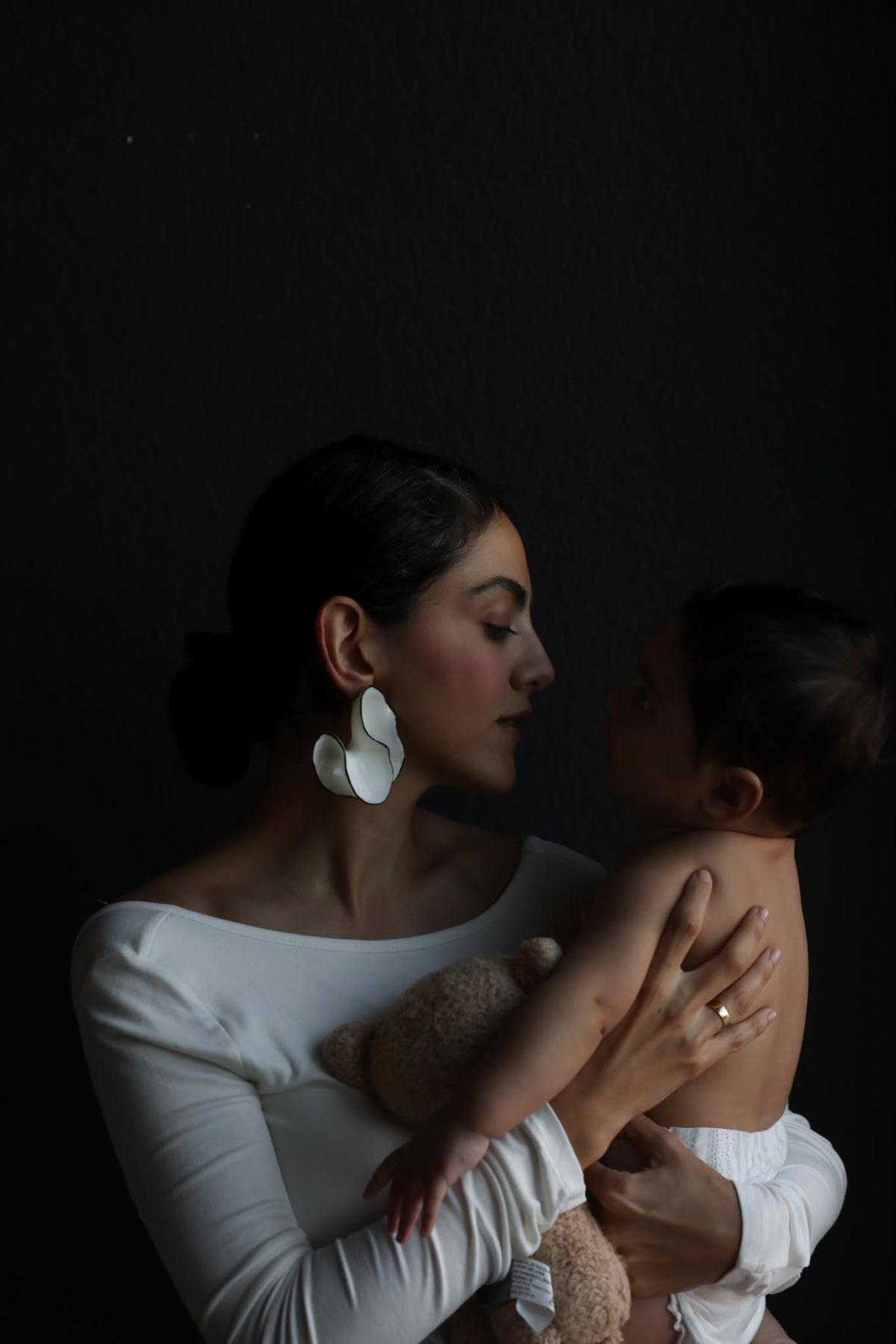 Oversized White Sculptural Statement Earrings