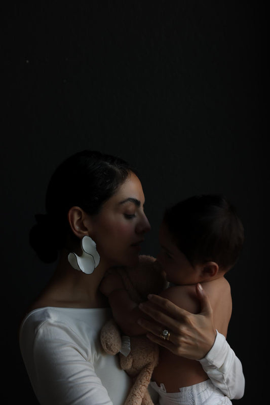 Oversized White Sculptural Statement Earrings